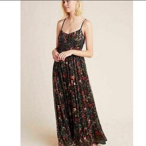 Anthropologie Payal Jane Black Floral Maxi Dress